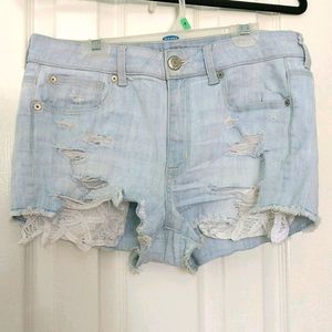 FWP AEO distressed shorties w/ Lace pocket